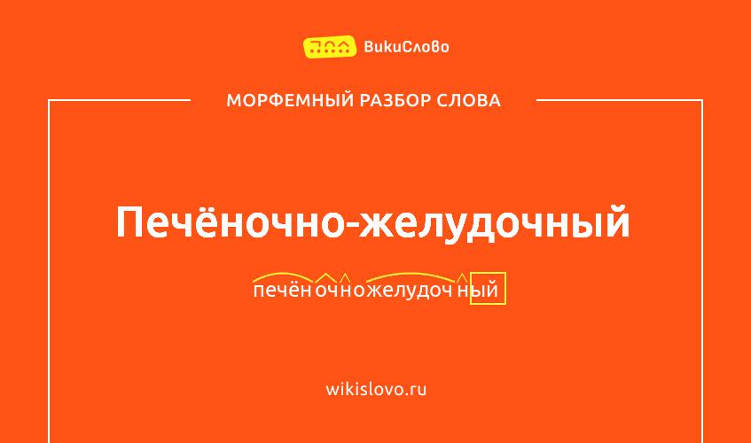 Морфемный разбор слова печёночно-желудочный
