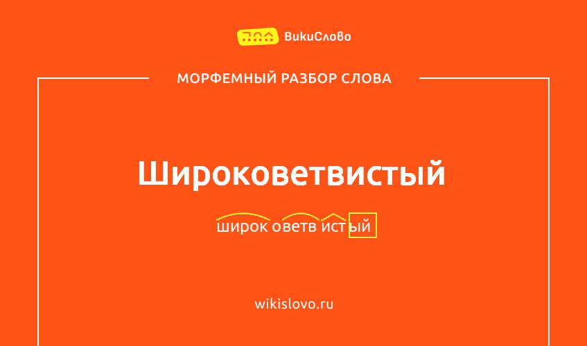 Морфемный разбор слова широковетвистый