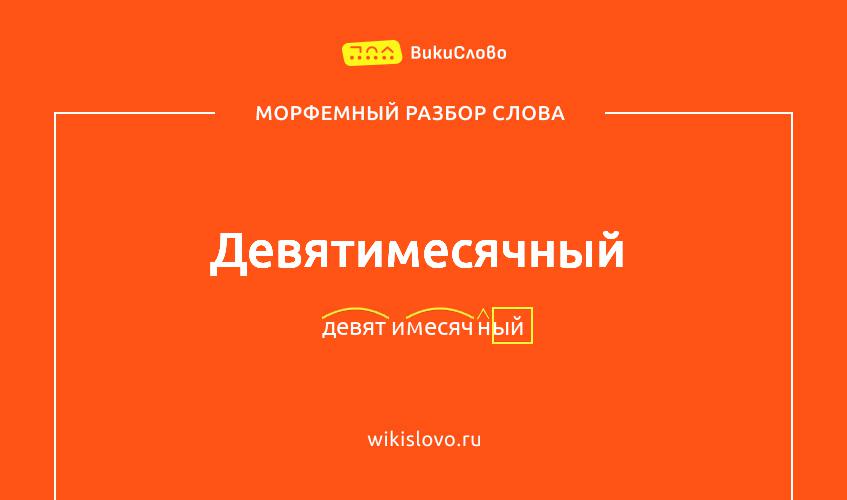 Морфемный разбор слова девятимесячный