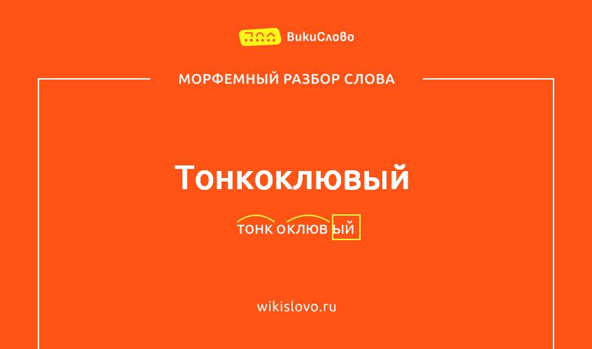 Морфемный разбор слова тонкоклювый