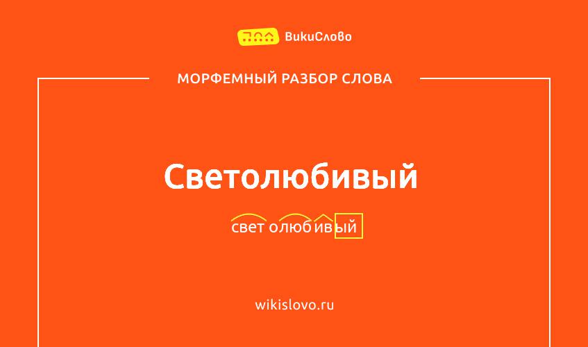 Морфемный разбор слова светолюбивый