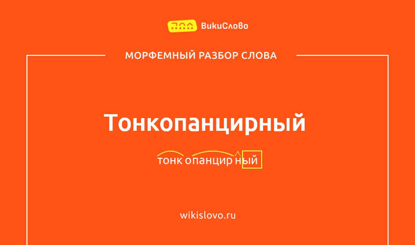 Морфемный разбор слова тонкопанцирный