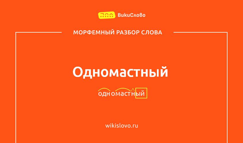 Морфемный разбор слова одномастный