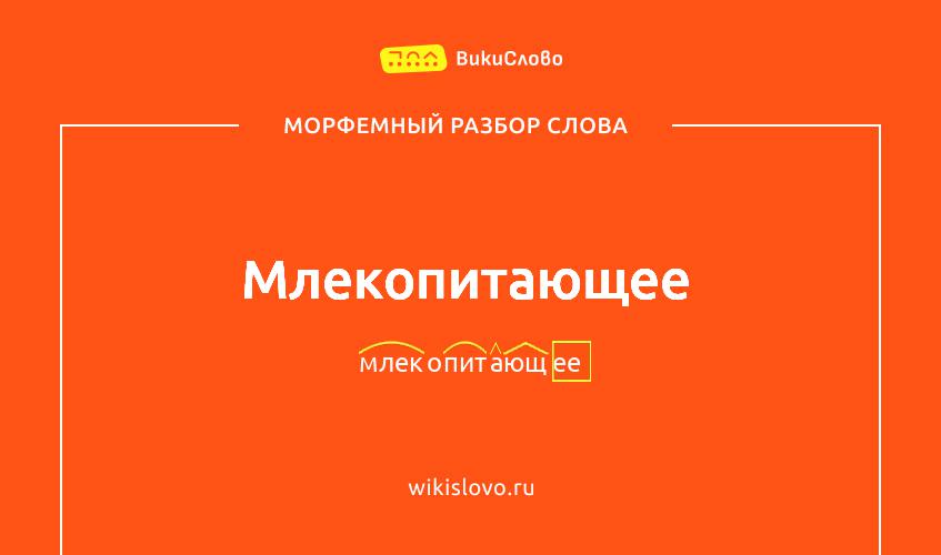 Морфемный разбор слова млекопитающее